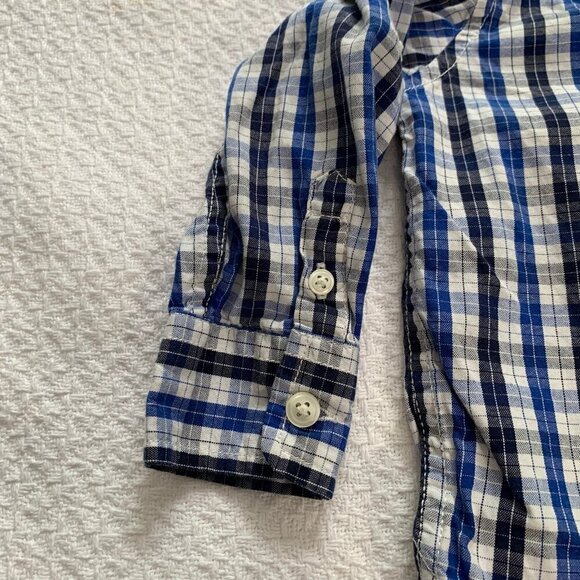5/$25 babyGap blue black striped collared long sleeve button front shirt - Picture 3 of 7